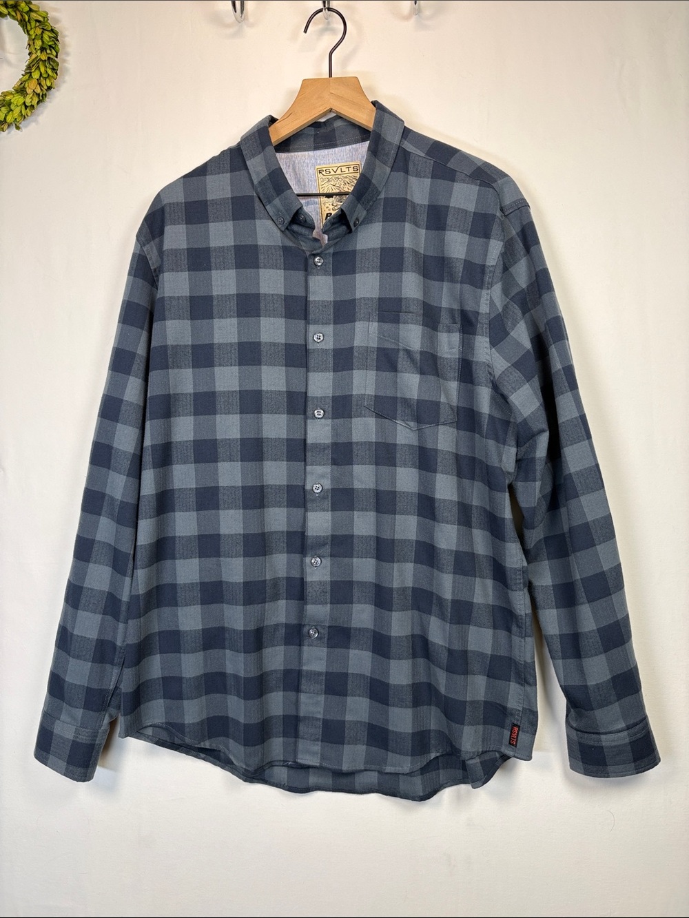 RSVLTS Borland Buffalo Check Men's Button Down Flannel Shirt size XL